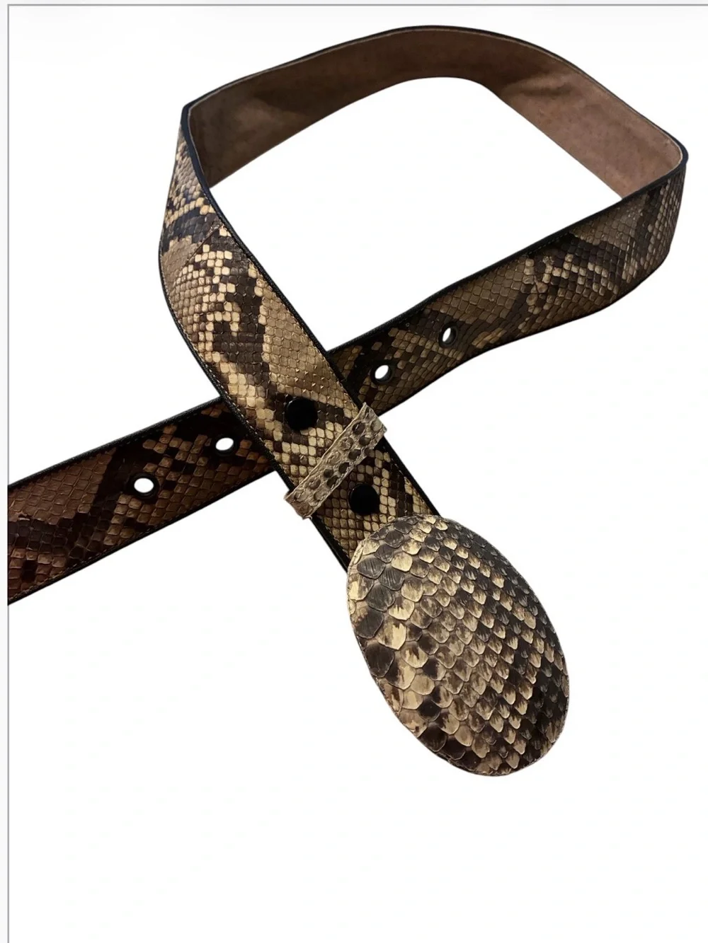 Vintage Authentic Python Snakeskin Leather Back Reptile Belt Western Cowboy